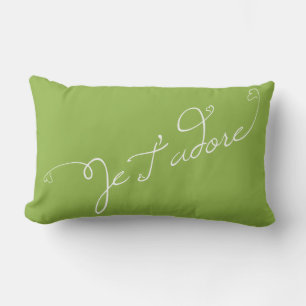 apple green Je T Adore French Phrase I Adore You Lumbar Cushion