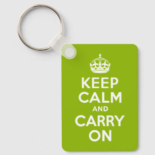 Apple Green Keep Calm and Carry On Key Ring