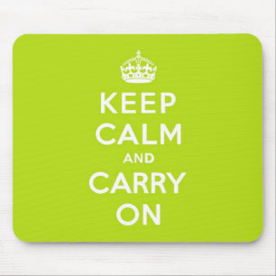 Apple Green Keep Calm and Carry On Mouse Pad