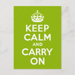 Apple Green Keep Calm and Carry On Postcard