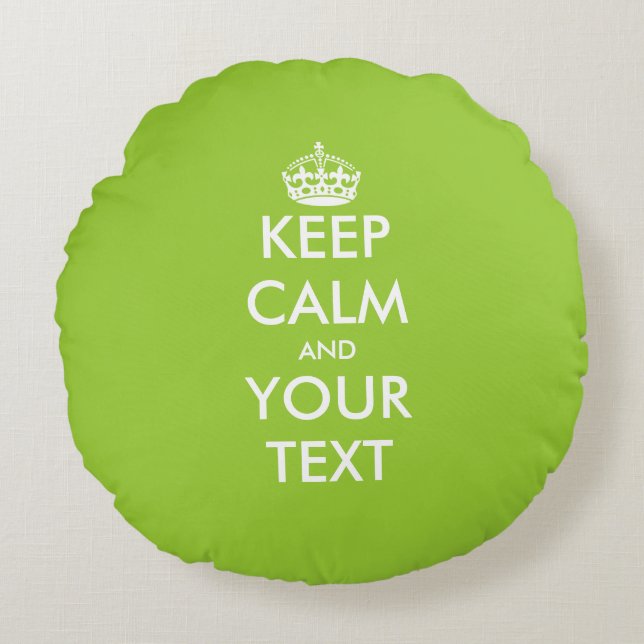 Apple green keep calm carry on round throw pillow (Front)