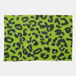 Apple Green Leopard Animal Print Tea Towel