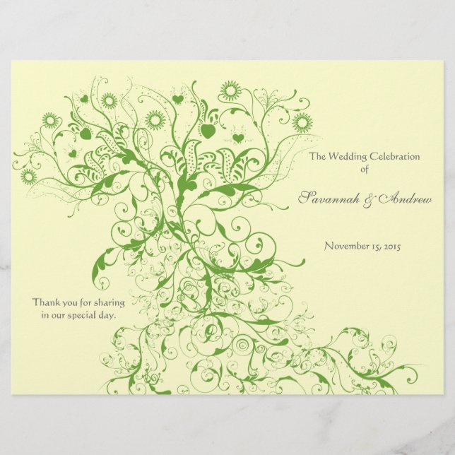 Apple Green Love Bird Swirls Program (Front)