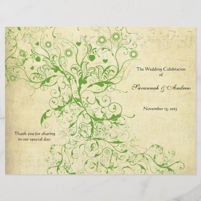 Apple Green Love Bird Swirls Program (Front)