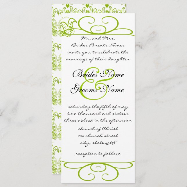 Apple Green Love Birds Wedding Invitation (Front/Back)