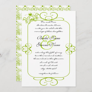 Apple Green Love Birds Wedding Invitation