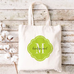 Apple Green Monogram Bridesmaid Tote Bag<br><div class="desc">Cute trendy monogrammed wedding party tote bags personalised with a custom monogram initial,  bridesmaid text or add a name or other message. Click Customise It to change text fonts and colours to create a unique one of a kind gift for your bridesmaids and wedding party!</div>