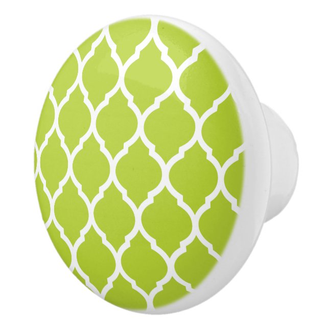 Apple Green Moroccan Quatrefoil Ceramic Knob (Right)
