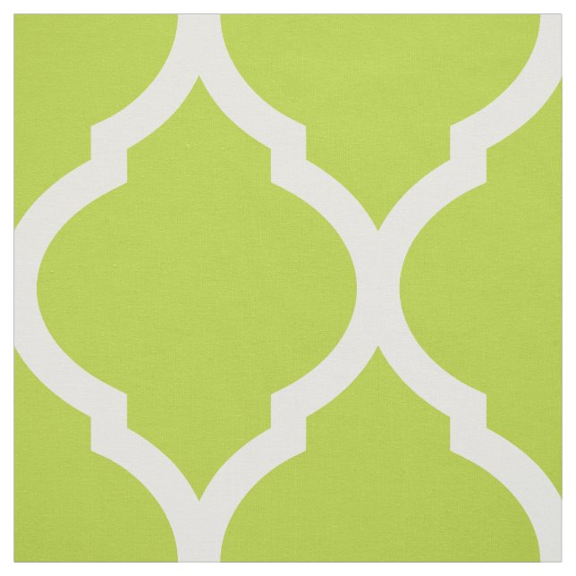 Apple Green Moroccan Quatrefoil Large Scale Fabric (Swatch)