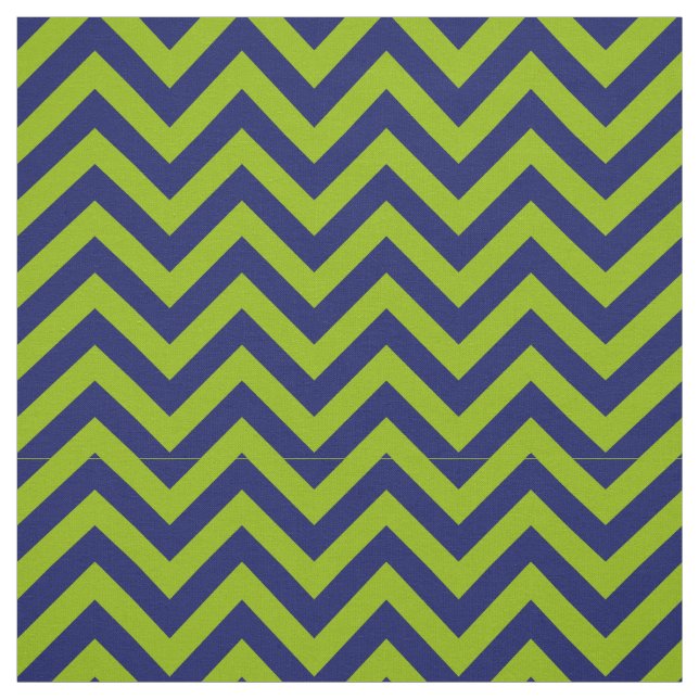 Apple Green Navy Blue LG Chevron Pattern 12I Fabric (Swatch)