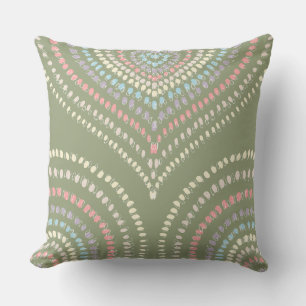 apple green pink yellow Concentric Hearts Rainbow Cushion