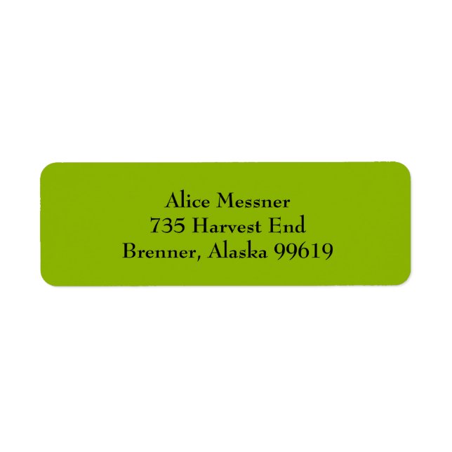 Apple Green Simple Plain Return Address Labels (Front)