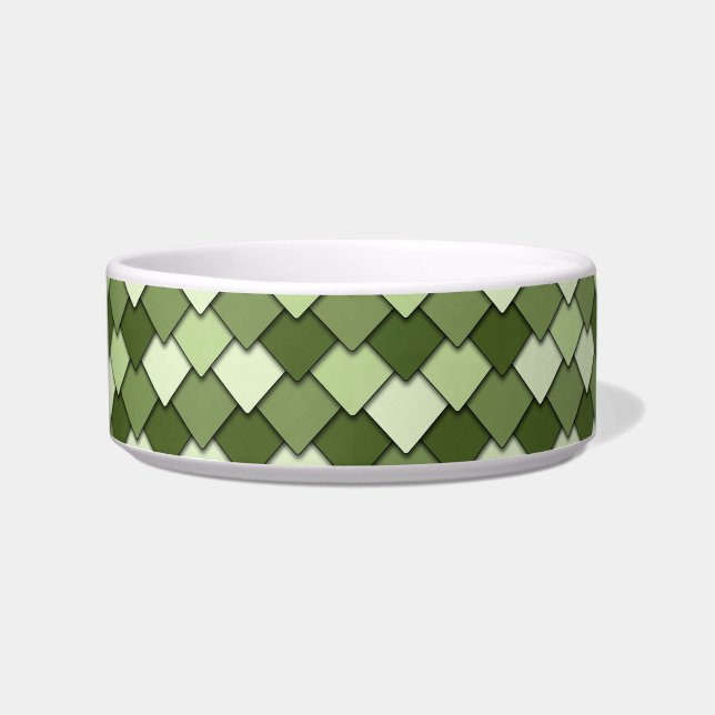 Apple Green Square and Diamond Pattern Bowl (Front)