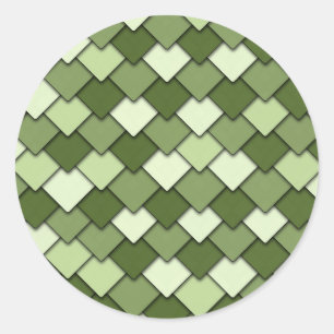 Apple Green Square and Diamond Pattern Classic Round Sticker