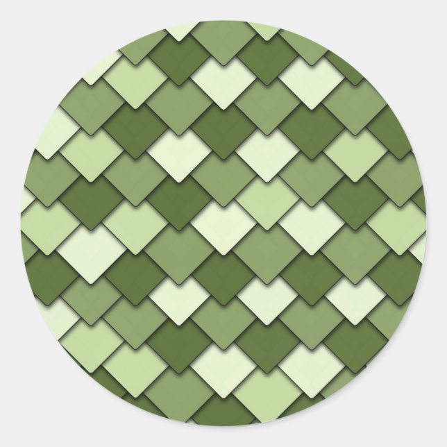 Apple Green Square and Diamond Pattern Classic Round Sticker (Front)
