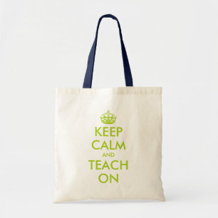 Apple green teacher tote bag   KeepCalm and teach