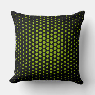 Apple green Techno Dots Modern Black Cushion