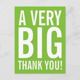 Apple green Thank you postcard with big typography
