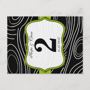 Apple Green Trim Damask Swirls Table Number Cards