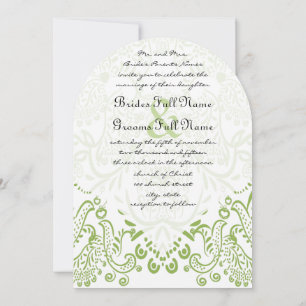 Apple Green Whimsical Bird Wedding Invitations