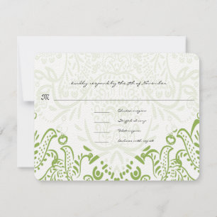 Apple Green Whimsical Bird Wedding Response Cards
