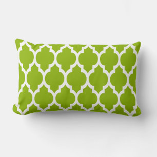 Apple Green White Moroccan Quatrefoil Pattern #4 Lumbar Cushion