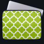 Apple Green White Moroccan Quatrefoil Pattern #5 Laptop Sleeve<br><div class="desc">Apple Green and White Moroccan Quatrefoil Trellis Pattern #5  
 You can customise this with your own text and / or images if you so choose to make your own unique design.  
 If you would like this design in other colours,  just drop us an email.  
 2014 ©FantabulousPatterns All rights reserved</div>