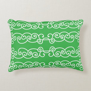 Apple green white scrolls decorative cushion