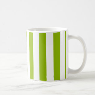 Apple Green White XL Stripes Pattern Coffee Mug