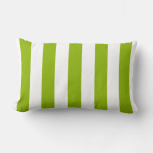 Apple Green White XL Stripes Pattern Lumbar Cushion