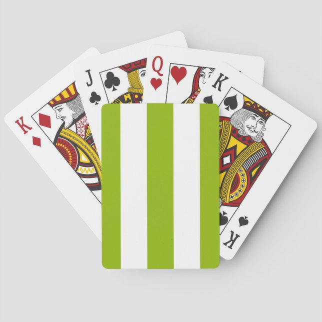 Apple Green White XL Stripes Pattern Playing Cards (Back)