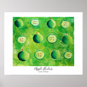 Apple Halves Painting Poster
