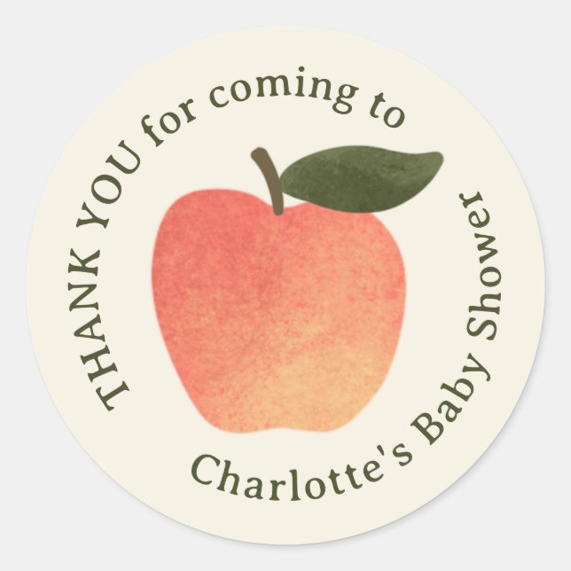 Apple Harvest Baby Shower Thank You  Classic Round Sticker (Front)