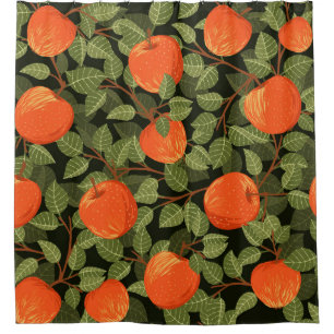 Apple Harvest: Green Leaves Vintage Shower Curtain
