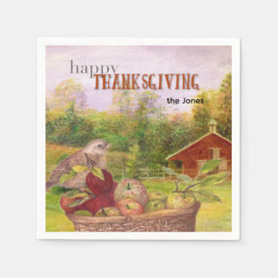 Apple Harvest Happy Thanksgiving Napkin