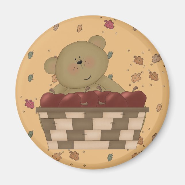 apple harvest teddy bear magnet (Front)