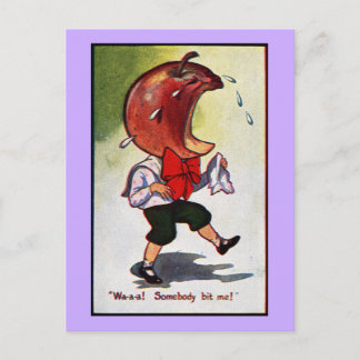 Apple-Headed Boy Bitten Postcard