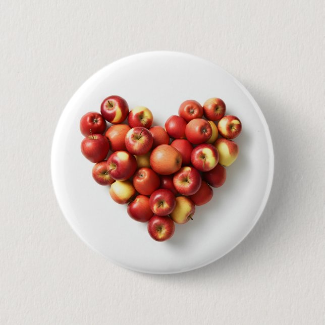 Apple Heart 6 Cm Round Badge (Front)