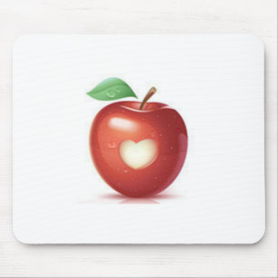 Apple heart mouse pad