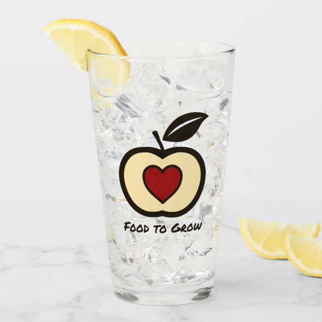 Apple & Heart Red & Black Food to Grow Logo  Glass (Front Ice)