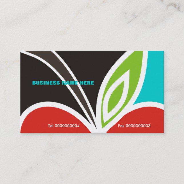 Apple Heart Teacher's Business Card-Turquoise Card (Front)
