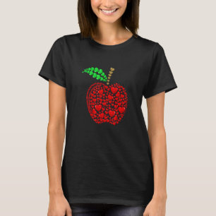 Apple Hearts Background Valentine's Day Teacher St T-Shirt