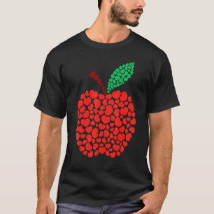 Apple Hearts Valentine Day Teacher Student 100 Day T-Shirt