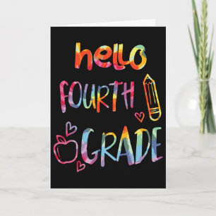 Apple Hello Fourth Grade 4th First Day Of School T Card