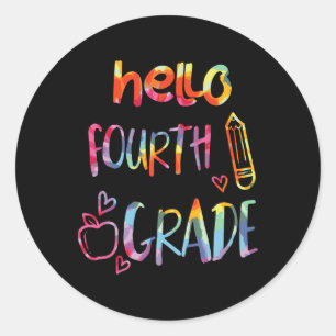 Apple Hello Fourth Grade 4th First Day Of School T Classic Round Sticker