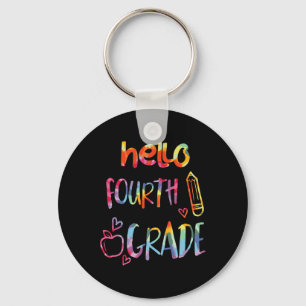 Apple Hello Fourth Grade 4th First Day Of School T Key Ring