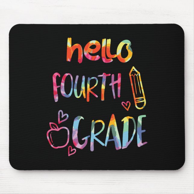 Apple Hello Fourth Grade 4th First Day Of School T Mouse Pad (Front)