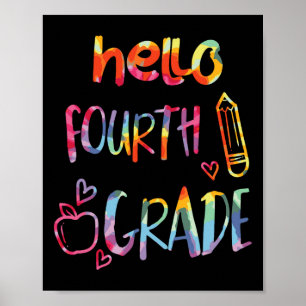 Apple Hello Fourth Grade 4th First Day Of School T Poster