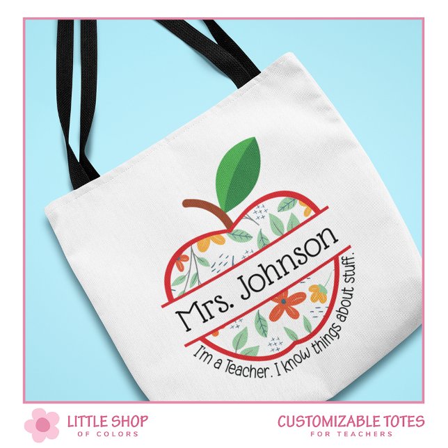 Apple I'm a Teacher I Know Things Customisable Tote Bag (Creator Uploaded)
