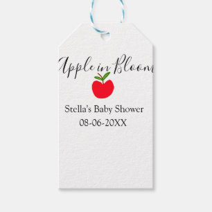 Apple in bloom baby shower red apple name date  gift tags